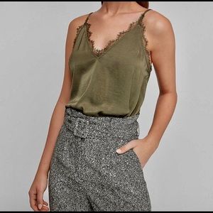 Serious Buyer Only! Express Olive Green Lace V Ne… - image 1